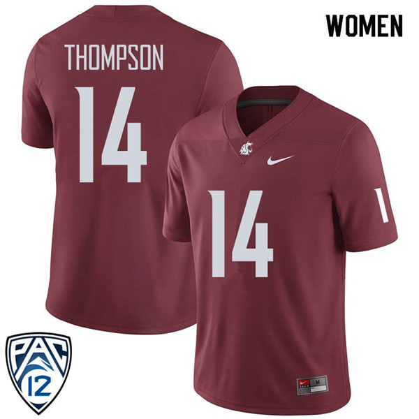 Women #14 Jack Thompson Washington State Cougars College Football Jerseys Sale-Crimson